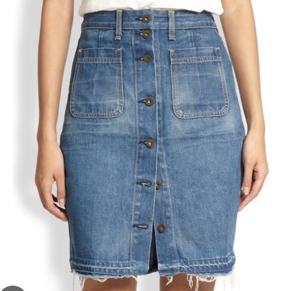 rag & bone Dresses & Skirts - rag & bone Blue Denim Pencil Skirt